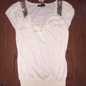 Express design studio sequin white top